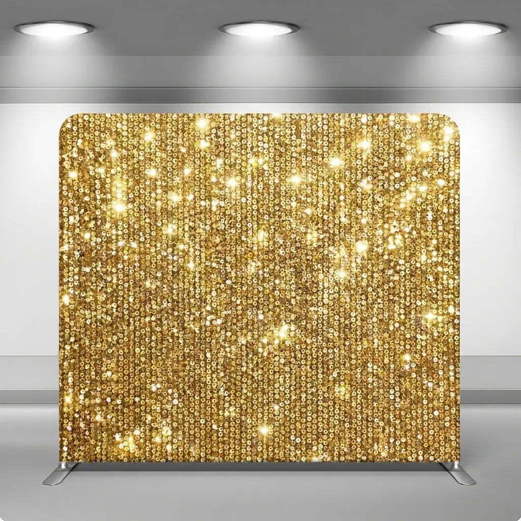 Hintergrundleinwand mit Gold-Pailletten